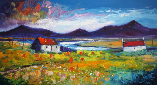 Stormy Eveninglight, looking to Ben Kenneth, Uist